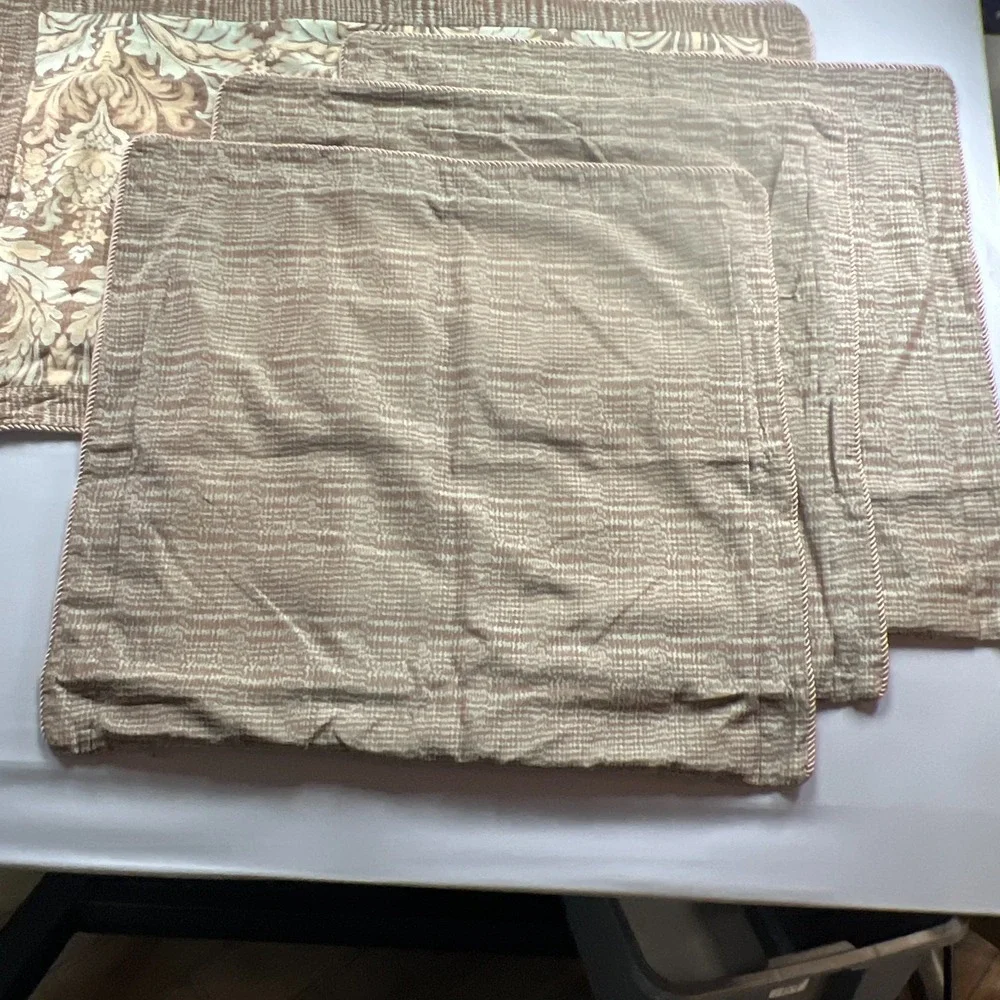 Set Of 5 Noble Excellence King Pillow Shams Multi Damask Tapestry Rolled Cord